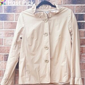 J. Crew Frenchie Ruffle Trench Coat - Size 8 Women's Tan Button Front Coat